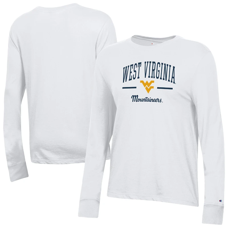 Women's Champion White West Virginia Mountaineers Core Long Sleeve T-Shirt