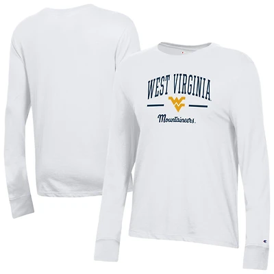 Women's Champion White West Virginia Mountaineers Core Long Sleeve T-Shirt