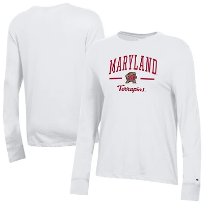 Women's Champion White Maryland Terrapins Core Long Sleeve T-Shirt