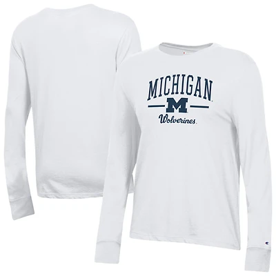Women's Champion White Michigan Wolverines Core Long Sleeve T-Shirt
