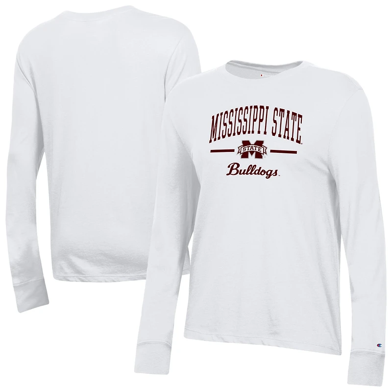Women's Champion White Mississippi State Bulldogs Core Long Sleeve T-Shirt