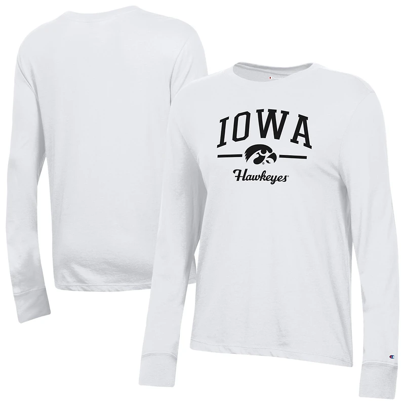 Women's Champion White Iowa Hawkeyes Core Long Sleeve T-Shirt