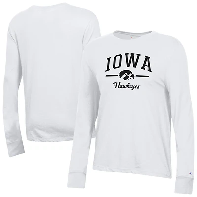 Women's Champion White Iowa Hawkeyes Core Long Sleeve T-Shirt