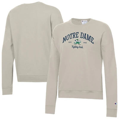 Women's Champion Oatmeal Notre Dame Fighting Irish Powerblend Pullover Sweatshirt