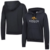 Women's Champion Black Iowa Hawkeyes Powerblend Fleece Pullover Hoodie