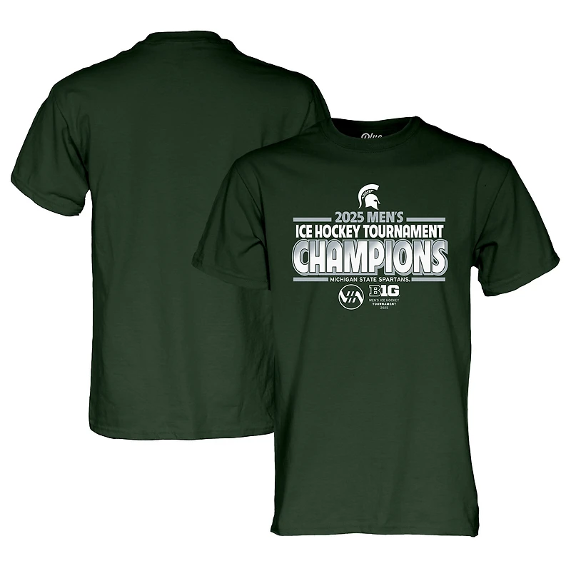Unisex Blue 84 Green Michigan State Spartans 2025 Big Ten Men's Hockey Conference Tournament Champions T-Shirt