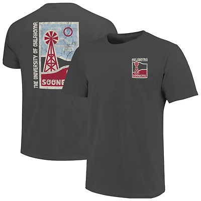 Men's  Graphite Oklahoma Sooners Comfort Colors Minimal Vista Distressed Graphics T-Shirt