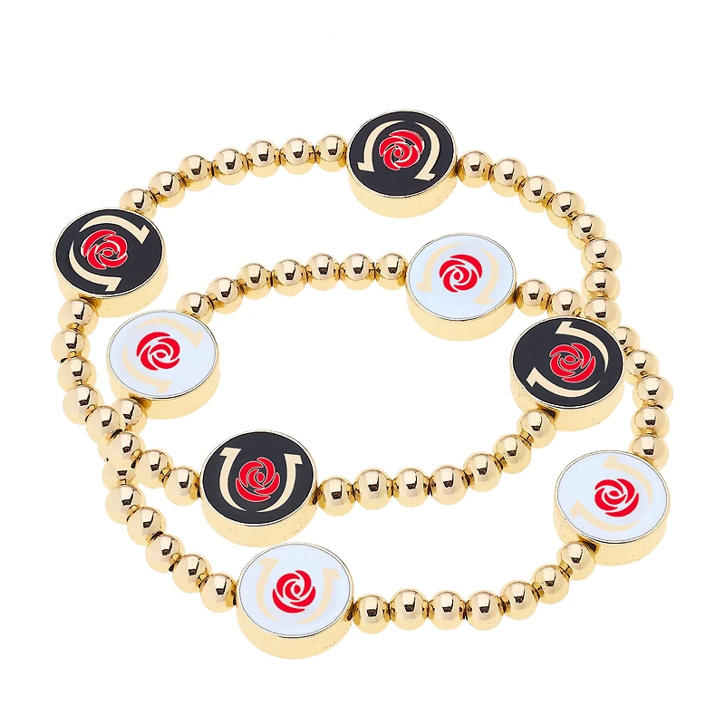 CANVAS Style  Kentucky Derby Double Sided Beaded 2-Pack Stretch Bracelet Set