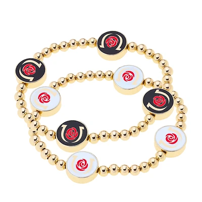 CANVAS Style  Kentucky Derby Double Sided Beaded 2-Pack Stretch Bracelet Set
