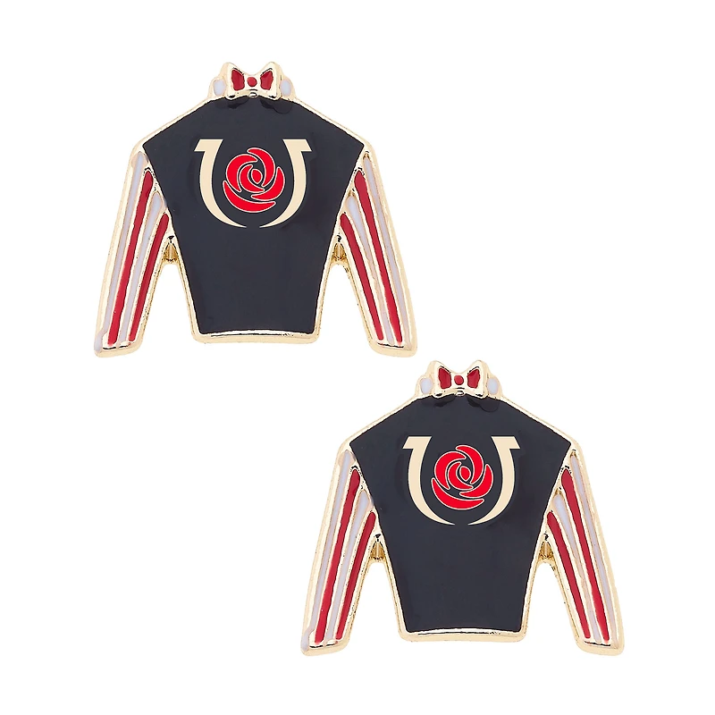 CANVAS Style  Kentucky Derby Jockey Silk Enamel Logo Stud Earrings