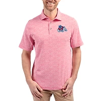 Men's Cutter & Buck  Red Fresno State Bulldogs Virtue Eco Pique Botanical Print Recycled DryTec Polo