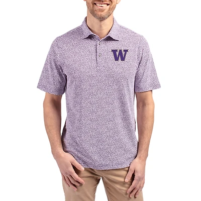 Men's Cutter & Buck  Purple Washington Huskies Virtue Eco Pique Botanical Print Recycled DryTec Polo