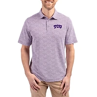 Men's Cutter & Buck  Purple TCU Horned Frogs Virtue Eco Pique Botanical Print Recycled DryTec Polo