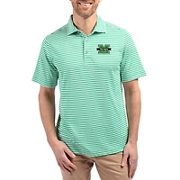 Men's Cutter & Buck  Kelly Green Marshall Thundering Herd Virtue Eco Pique Stripe Recycled DryTec Polo