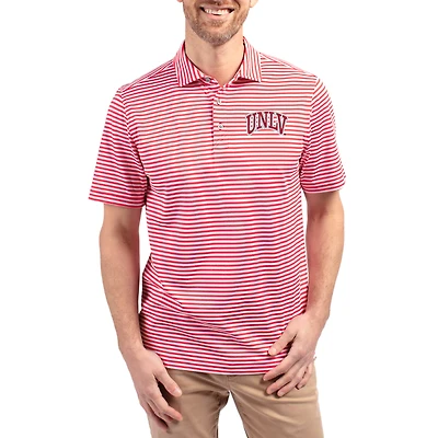 Men's Cutter & Buck  Red UNLV Rebels Virtue Eco Pique Stripe Recycled DryTec Polo