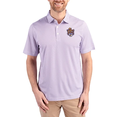 Men's Cutter & Buck White/Purple LSU Tigers Pike Eco Symmetry Print Stretch Polo