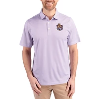 Men's Cutter & Buck White/Purple LSU Tigers Pike Eco Symmetry Print Stretch Polo