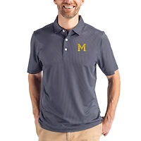 Men's Cutter & Buck Navy Michigan Wolverines Pike Eco Symmetry Print Stretch Polo