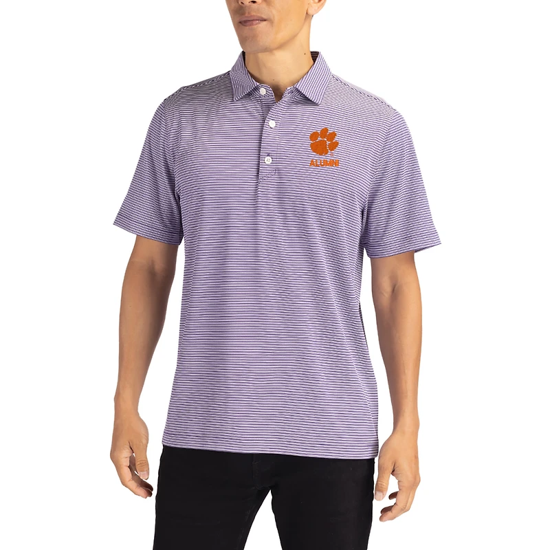 Men's Cutter & Buck Purple Clemson Tigers Forge Eco Double Stripe Stretch Recycled Polo