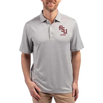Men's Cutter & Buck Gray Florida State Seminoles Forge Eco Double Stripe Stretch Recycled Polo