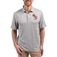 Men's Cutter & Buck Gray Florida State Seminoles Forge Eco Double Stripe Stretch Recycled Polo