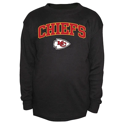 Men's Fanatics Black Kansas City Chiefs Big & Tall Thermal Long Sleeve Crew Neck T-Shirt
