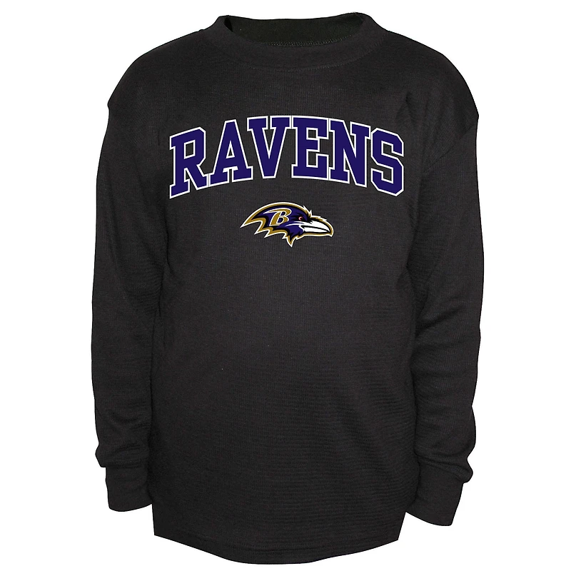 Men's Fanatics Black Baltimore Ravens Big & Tall Thermal Long Sleeve Crew Neck T-Shirt