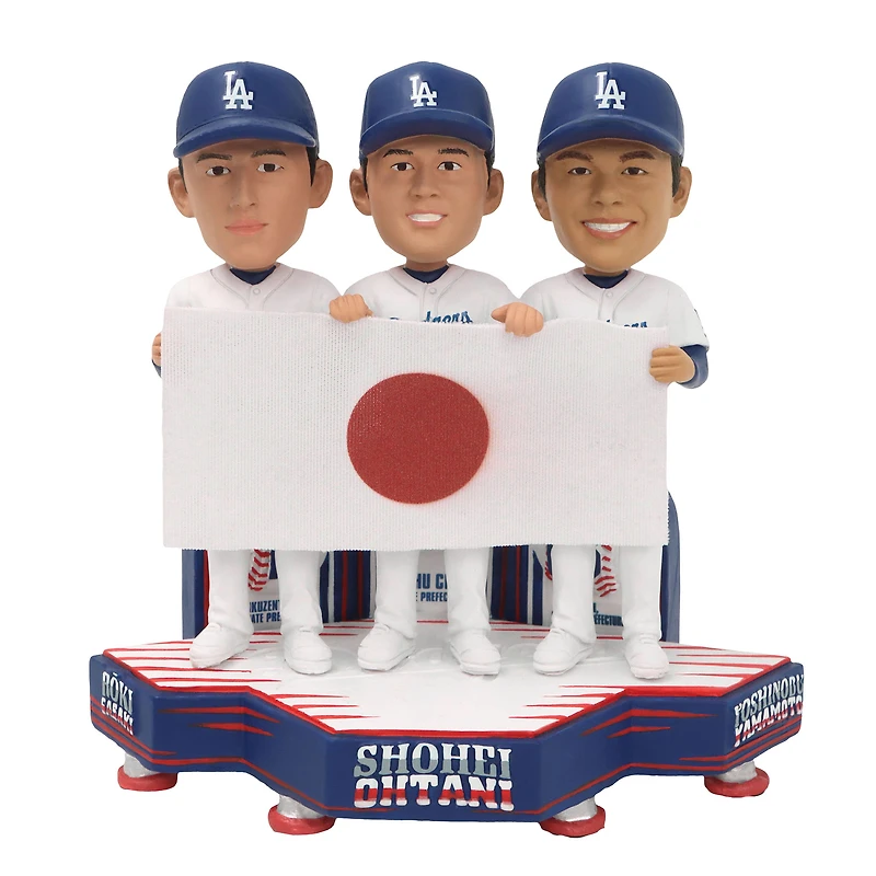 FOCO Shohei Ohtani, Roki Sasaki & Yoshinobu Yamamoto Los Angeles Dodgers 5" Exclusive Elite Icon Triple Bobblehead