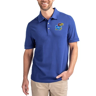 Men's Cutter & Buck Royal Kansas Jayhawks Advantage Eco Pique Tri-Blend Polo