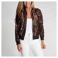 Women's Cuce  Burgundy Washington Commanders Slim Fit Sequin Striped Full-Zip Bomber Jacket
