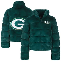 Women's Cuce  Green Green Bay Packers Faux Fur Full-Zip Coat