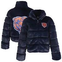 Women's Cuce  Navy Chicago Bears Faux Fur Full-Zip Coat