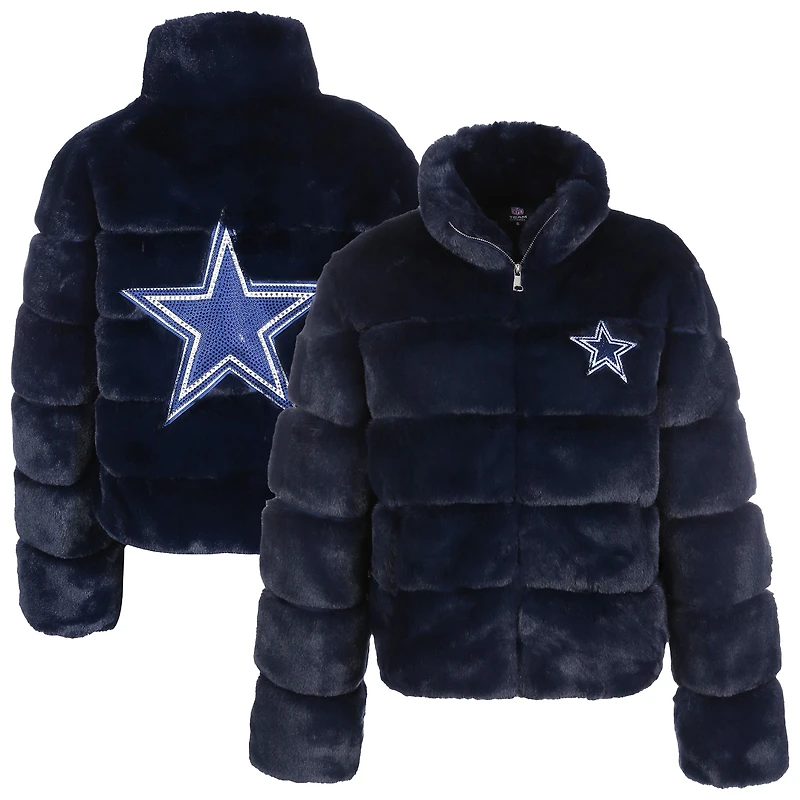 Women's Cuce  Navy Dallas Cowboys Faux Fur Full-Zip Coat