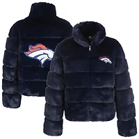 Women's Cuce  Navy Denver Broncos Faux Fur Full-Zip Coat