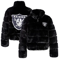 Women's Cuce  Black Las Vegas Raiders Faux Fur Full-Zip Coat