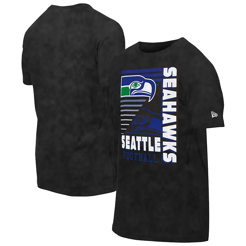 Men's New Era Black Seattle Seahawks Retro Logo Enzyme Washed Oversized T-Shirt