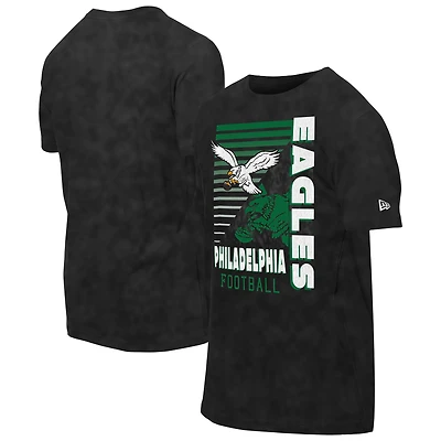 Men's New Era Black Philadelphia Eagles Retro Logo Enzyme Washed Oversized T-Shirt
