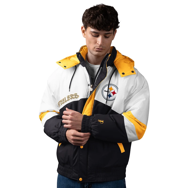 Men's Pro Player Black/Gold Pittsburgh Steelers Shoulder To Shoulder Polyfill Full-Zip Hooded Jacket