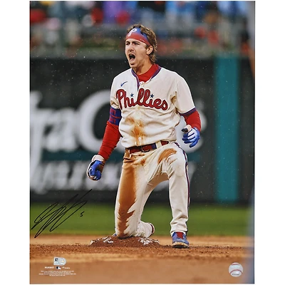 Bryson Stott Philadelphia Phillies Autographed 16" x 20" Stolen Base Celebration Photograph