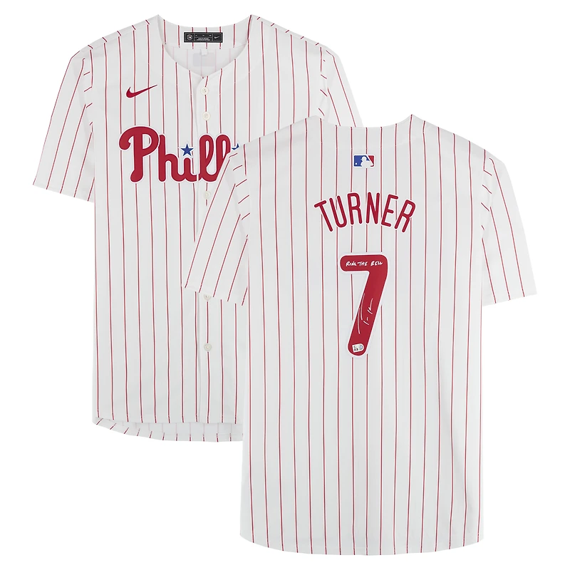 Trea Turner Philadelphia Phillies Autographed White Nike Limited Jersey with "Ring The Bell" Inscription