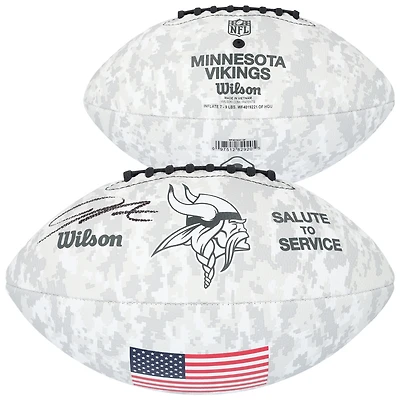 Jordan Addison Minnesota Vikings Autographed 2024 Salute To Service Wilson Football