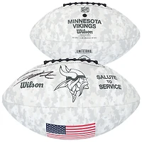 Jordan Addison Minnesota Vikings Autographed 2024 Salute To Service Wilson Football