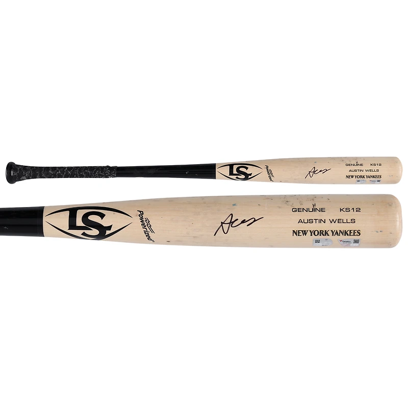 Austin Wells New York Yankees Autographed Game-Used Tan/Black Louisville Slugger Bat from the 2024 MLB Season