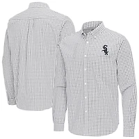 Men's Antigua Gray Chicago White Sox Ellis Woven Tri-Blend Button-Down Shirt
