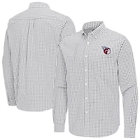 Men's Antigua Gray Cleveland Guardians Ellis Woven Tri-Blend Button-Down Shirt