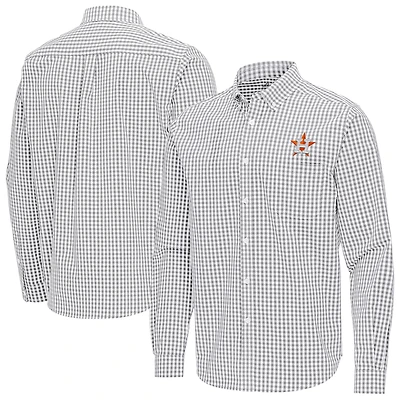 Men's Antigua Gray Houston Astros Ellis Woven Tri-Blend Button-Down Shirt