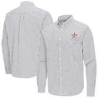 Men's Antigua Gray Houston Astros Ellis Woven Tri-Blend Button-Down Shirt