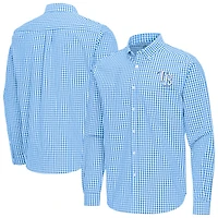 Men's Antigua Light Blue Tampa Bay Rays Ellis Woven Tri-Blend Button-Down Shirt