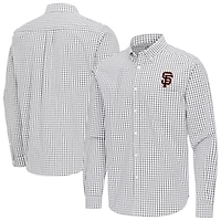 Men's Antigua Gray San Francisco Giants Ellis Woven Tri-Blend Button-Down Shirt
