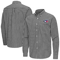 Men's Antigua Black Toronto Blue Jays Ellis Woven Tri-Blend Button-Down Shirt